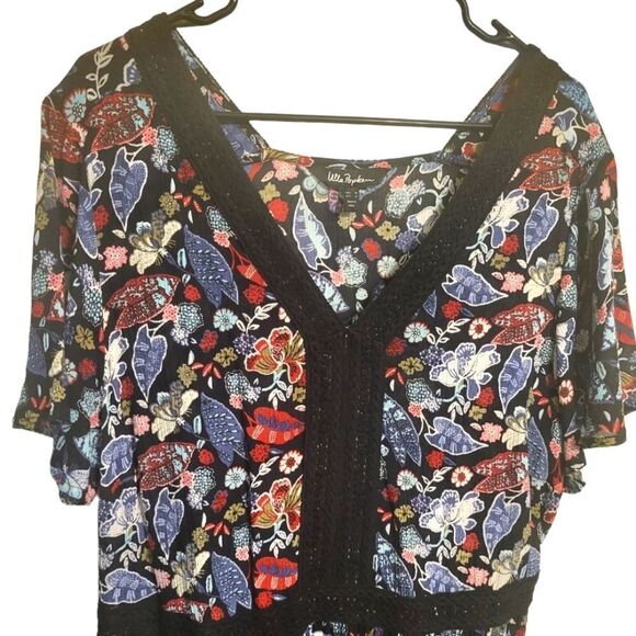 Ulla Popken Black Pink Blue Floral Dress, Size 16 - Picture 3 of 8